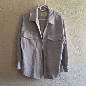 Ashley By 26 International Light Gray Corduroy Shirt Jacket